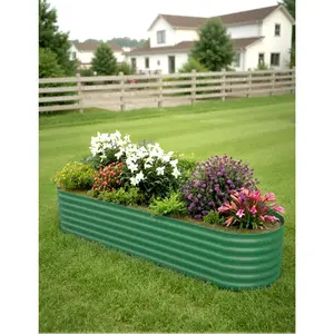 2Pcs Galvanized Raised Garden Bed Kit, Oval Large Metal Raised Garden Boxes, Easy Assembly, for Vegetables, Flowers, Herbs Planter
