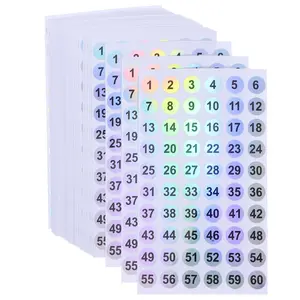 30pcs Consecutive Number Adhesive Stickers, 0.4 Inch Small Round Vinyl Number Labels (1 To 300) - Waterproof Gradient Color Stickers for Storage, Organizing, Boxes, Indoor & Outdoor Use