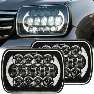 1 Pair 120W Rectangular 5x7 6x7 Inch Led Headlight High Low Beam Headlamp Fits for Jeep Wrangler YJ Cherokee XJ Kenworth T300 1997-2010 Replacement H6054 H5054 H6054LL 69822 6052 6053