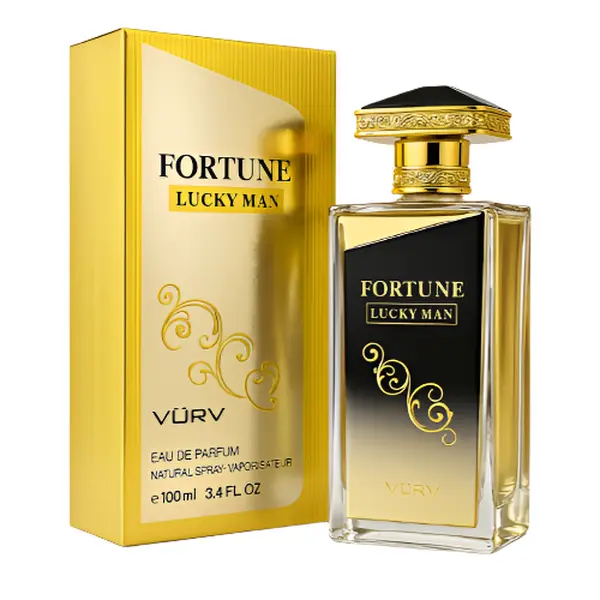 Lattafa Perfumes Vurv Fortune Lucky Man Eau De Parfum Spray - Rich Scent, Wood Notes, Patchouli Base, 3.4 fl oz Fragrances Perfumes for Men