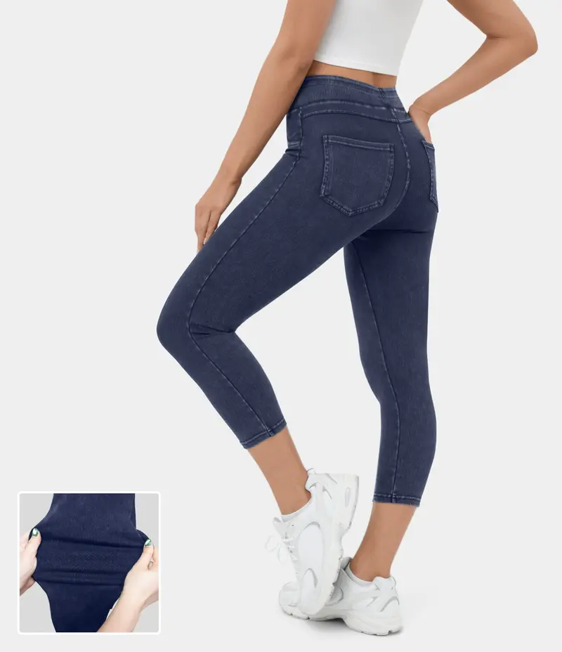 Jeans wide leg con effetti destroyed, vita alta - Nero denim used, Regular