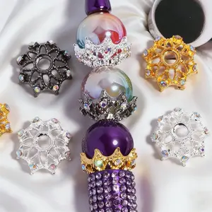 10PCS Crown Spacer  For Beaded Pens,Crown Rhinestone Focal  for Pens, Beadable Pen Fancy , DIY Craft  for Beadable Pen Jewelry Making Accessories, max beads