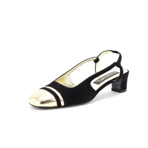 Pre-owned Chanel Women's Metallic CC Cap Toe Slingback Pumps Suede by Rebag