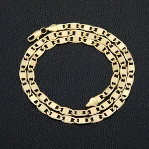 New 14K gold-plated Figaro chain necklace for men — 6 mm wide, 24″ Italian-style Cuban link, tarnish-free nano coating, hip-hop and everyday layering jewelry rapper Hypoallergenic Bracelet Stainless Steel Miami spicy accessories men's