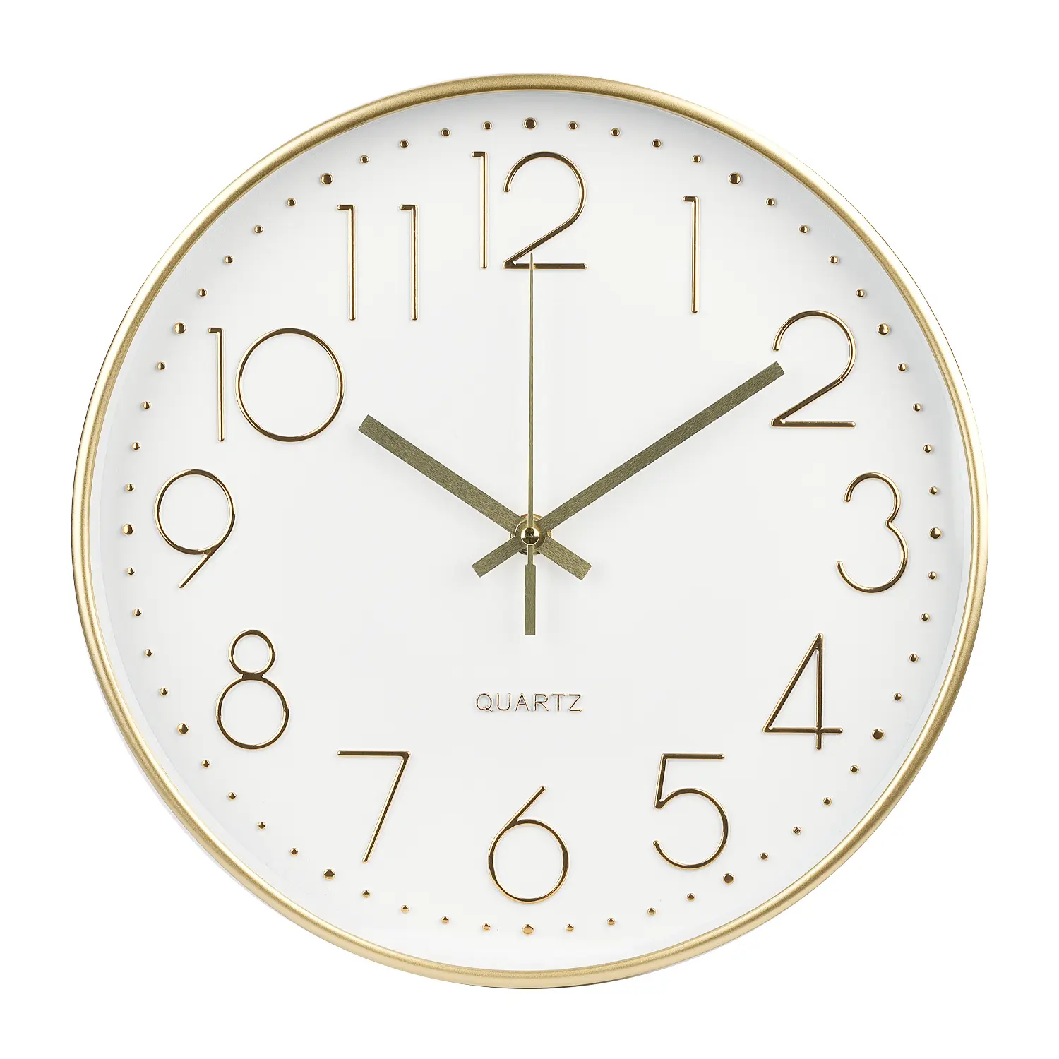 Wall Clock Non-Ticking Silent Modern Simple Style Round Decor Clock Gold Stereoscopic Dial Quartz Wall Clocks for Home/Office/School/Living Room/Bedroom/Kitchen