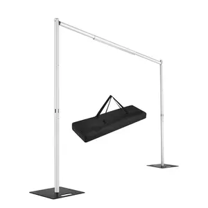 Hecis Pipe and Drape Backdrop Stand Kit 8ft x 10ft,Stable Heavy Duty Base,Easy to Storage and Carrying Modern Aluminium Flower Wall Backdrop for Event,Birthday Party and Wedding Decor