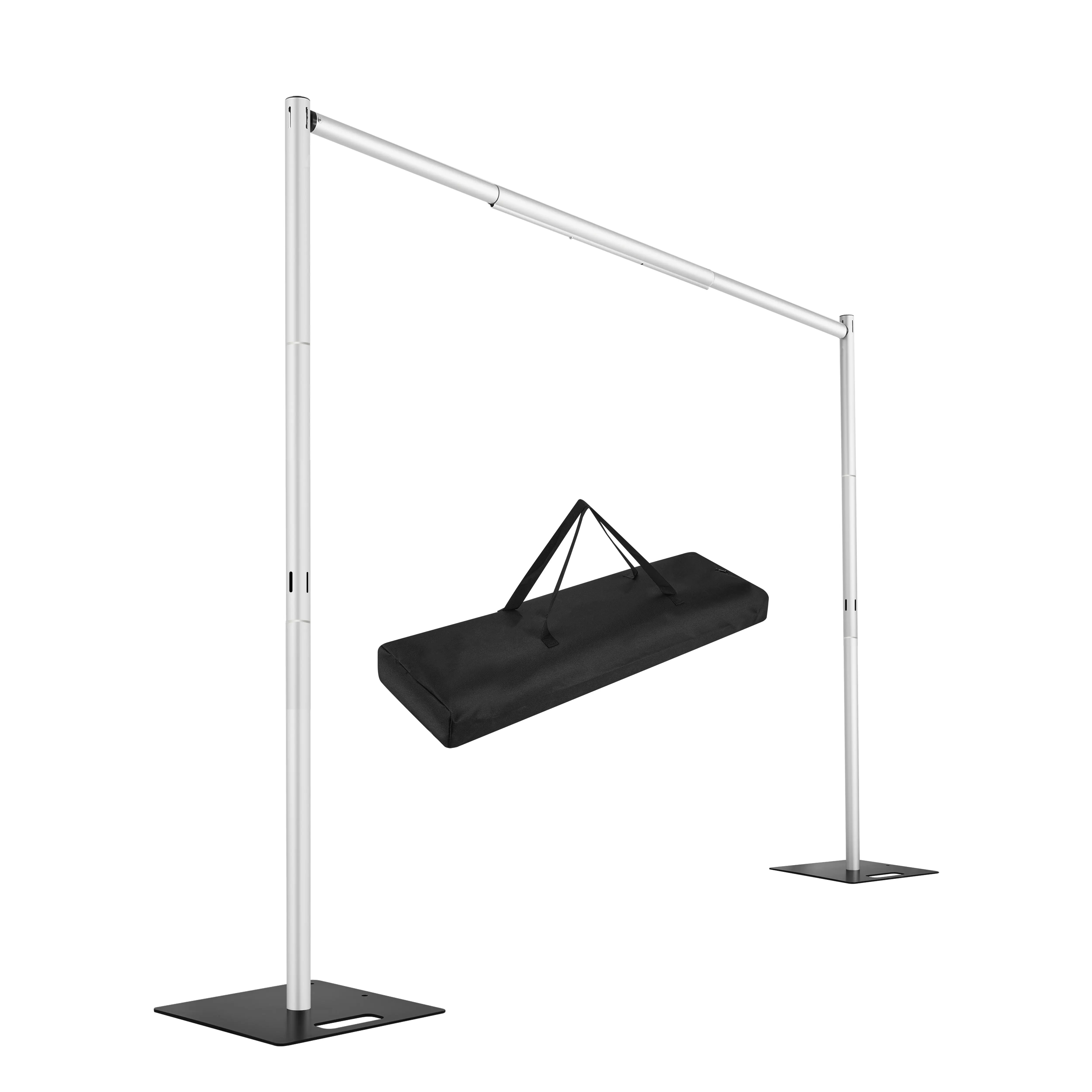 Hecis 8x10 ft Fixed Height Pipe and Drape Backdrop Stand Complete Kit - Heavy-Duty Stable Base, Modern Aluminum Frame, Easy Storage & Carrying, Ideal for Weddings, Business Events