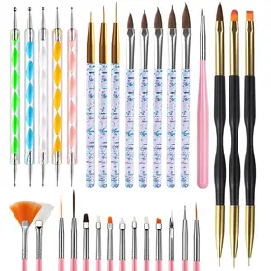 Mother's Day Gifts 31PCS Nail Art Brushes, Nail Art Tool Set, Double Ended Nail Dotting Tools, Nail Dust Brush, Striping Brushes for Long Lines, Nail Drawing Pen