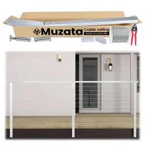 Muzata 6.5ft Complete Set Cable Railing System, One Stop Service All-in-One DIY Kit Fit