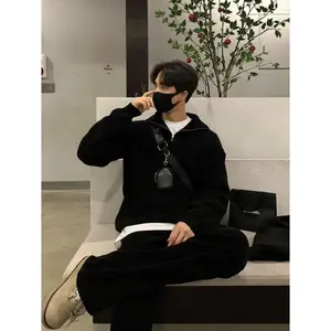 Turn-Down Collar Knit Sweater for Men, High-End Design Sense, Half-Zip Sweater, Niche Fashion, Couple's Versatile Loose Casual Sweater