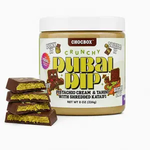 Chocbox Dubai Pistachio Crunch Dip with Tahini & Crispy Kataifi, Sweet Creamy Dessert Spread, Viral Dubai Style Snack Dip, 8oz Gourmet Pistachio Treat