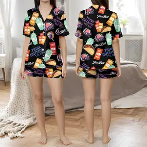 Mexican Fast Food Sleepwear, Funny Taco Lover PJs, Black Foodie Loungewear, Holiday Gift Idea