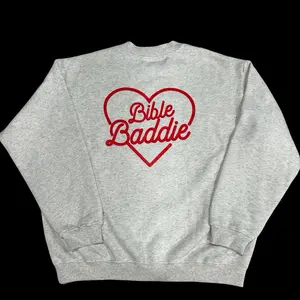 DOTK Women’s Bible Baddie sweatshirt in  oatmeal  grey oversized  Christian Christmas cotton Comfy Pullover Soft Tops