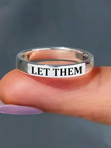 Stainless Steel Inspirational Ring, Let Them Engraved Design, Perfect Gift for Sisters & Besties, Boosts Self-Worth Confidence, Statement Rings