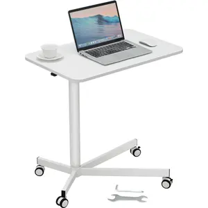 【DealsForYouDays】VEVOR Mobile Standing Desk,  , 28.5"-44.2" Gas-Spring Height Adjustable Sit-Stand Desk, 360° Swivel Wheels (2 Lockable) Portable Rolling Laptop Table Computer Cart for Home Office School, 44LBS Loading