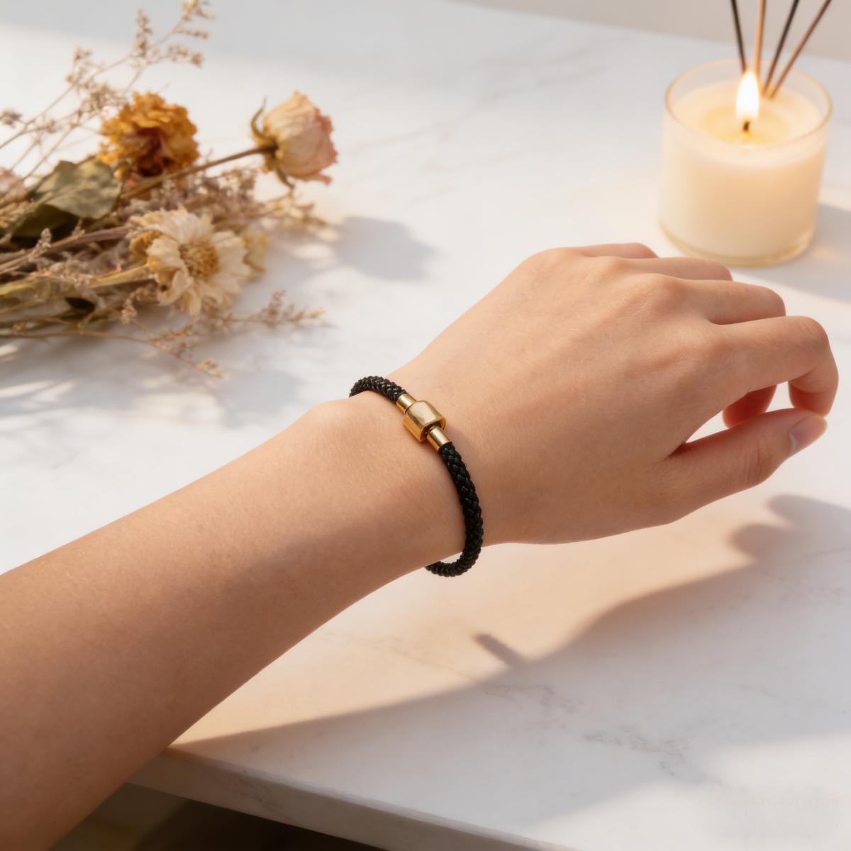 Blue/Red/Black/Pink Braided Charm Bracelet, High Polish Silver Plated Beaded Bracelet, Adjustable Casual Wristband Blue/Red/Black/Pink Braided Charm Bracelet, High Polish Silver Plated Beaded Bracelet, Adjustable Casual Wristband