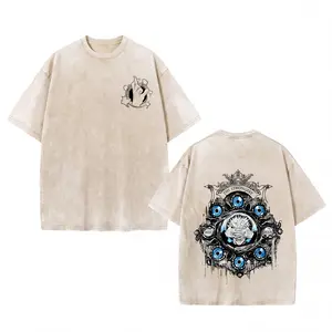 Trendy anime Gojo Satoru Jujutsu Kaisen vintage washed tee, hype streetwear graphic shirt, retro distressed anime T-shirt, soft 100% cotton, breathable, a must-have for cosplay, Y2K style, for anime fans and everyday wear