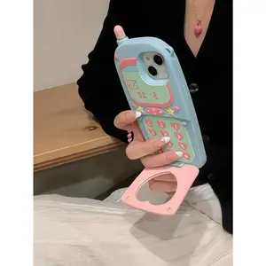 Flip Mirror Mini Smart Phone Suitable For iPhone 15 13 12 11 14 PRO MAX All Inclusive Silicone 11 Phone Case
