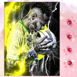 5D DIY Full Drill Round Diamond Painting - Diamond Art Kit, Jersey, Soccer, Lightning, Mosaic, Canvas - DIY Decor, Home Wall Art, Suitable for Halloween and Christmas, Birthday and Anniversary Gifts