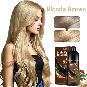 Blonde Brown 3-in-1 Hair Dye Shampoo, Instant Gray Coverage, Natural Herbal Color for Women & Men, Fast Coloring, Long Lasting, Easy Use, 200ml