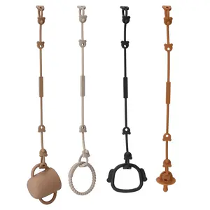 X-SRT33 4 Pack Toy Safety Straps, Stretchable Silicone Pacifier Chains, Adjustable Baby Bottle Toy Teethers Harness Strollers Straps for High Chair, Hanging Baskets, Cribs, Car Seat, Shopping Trolley