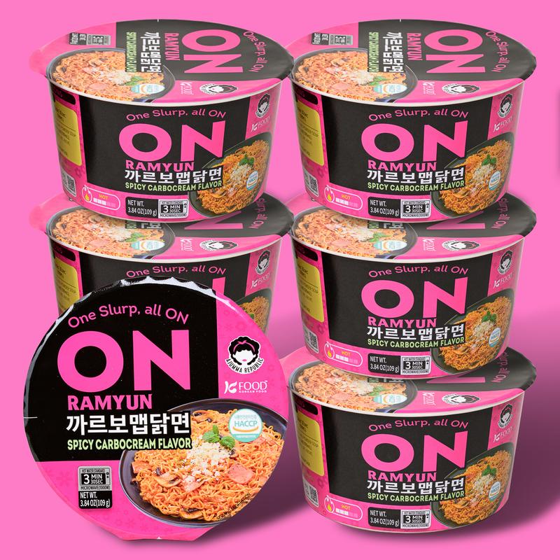 ON RAMYUN 6 PACK Korean Spicy Carbocream Cup Ramen (6 Cups) | Creamy & Spicy KSpicy Kick | QuicRamen Ready in Minutes | Perfect for Dorm, Office & Late Night Cravings Fried Authentic Mexican DIY  Kit SSpicy Curry and Cheese Ramen Flavor Noodle Snack