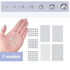 Transparent Sparkling Rhinestone Sticker, Self-Adhesive Silver Color Face Gems, Multi-Purpose Acrylic Gem Drill Decoration Stickers