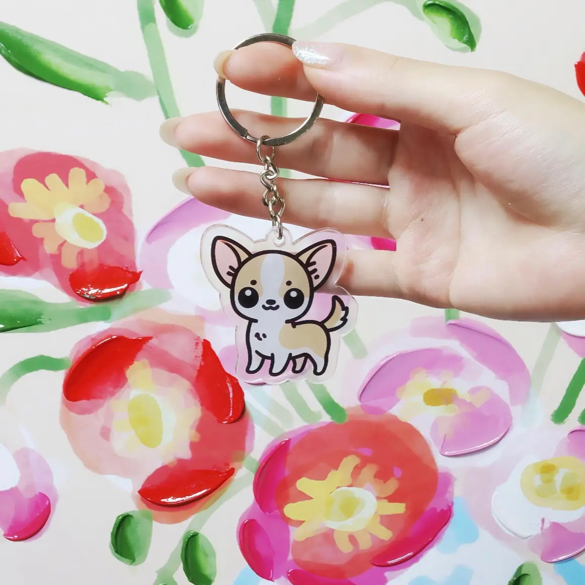 Cute Chihuahua Acrylic Keychain - Accessory for Dog Lovers Accessory Gift, Bags and Keys Kids keychain