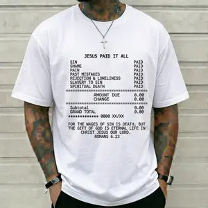 Jesus Paid It All Receipt Graphic Tee Christian Streetwear Faith Shirt
