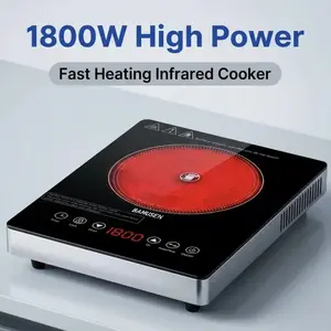 Bamusen Portable Electric Ceramic Cooktop, 1800W Electric Induction Burner with 9 Temperature Settings, Countertop Induction Hot Plate with 3H Timer, Child Lock, Easy to Clean, for Home Kitchen Cooking, Induction Cooktop, An Induction Stove