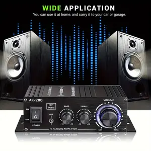 Mini Stereo Amplifier for Home Car, 2-Channel Hi-Fi Audio Receiver with Bass Boost,for Smartphone Tablet MP3, Compact 12V DC Desktop Amplifier for Bedroom Party Karaoke