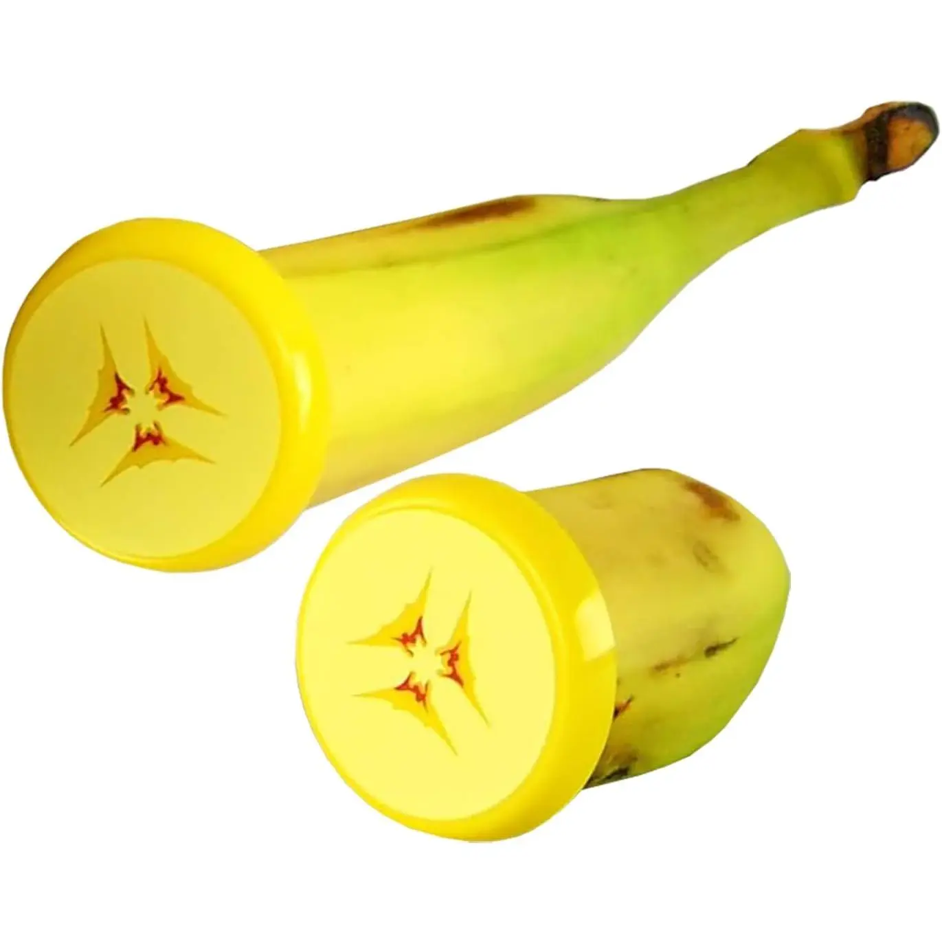 Set of 2 Banana Saver Cap - Cute, Portable, BPA-Free Banana Cap to Keep Bananas Fresh - Reusable Produce Keeper Fruit Protector Banana Cover - 2" D x 1" H, Yellow Containers Kitchen