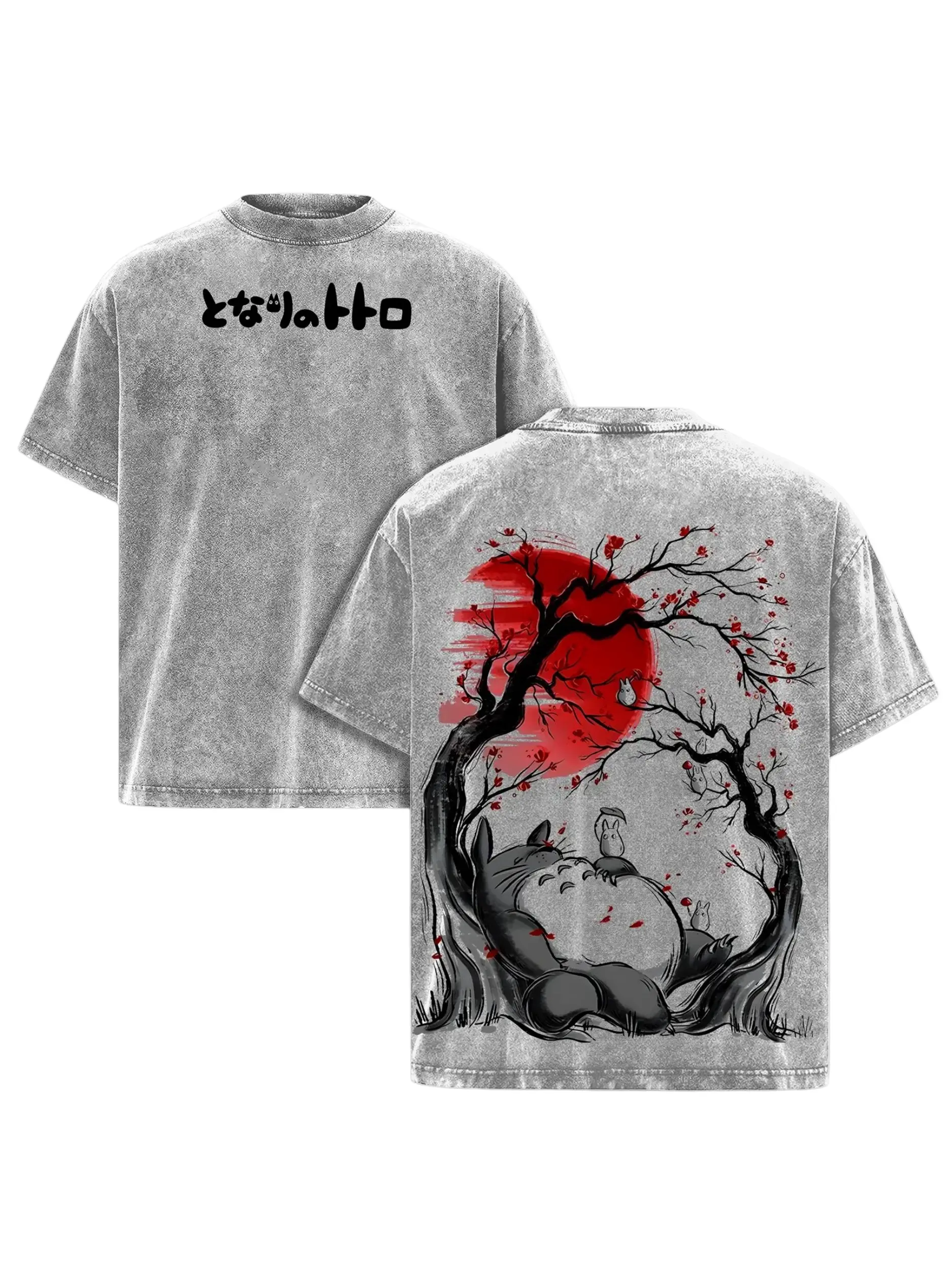 My Neighbor Totoro Ghibli – Slate Wash Graphic Tee, Premium Heavy Cotton, Movie Lover Gift, Cotton Unisex Graphic T-Shirt, Trendy T-Shirts, Men's T shirts, Streetwear For Men, Double-Sided, Unique Gift For Fans