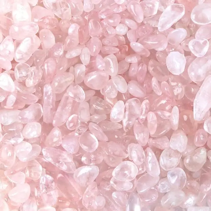 JOHOUSE Pink Pebble Rose Quartz Chips Tumbled Pink Crystal Stone for Fish Tank Vase Filler Decorations - 1 Pound