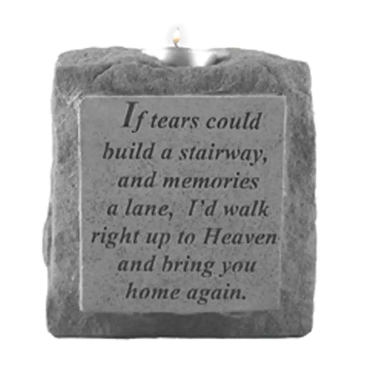 212 MAIN Handcrafted Cast Stone Weatherproof Votive Holder - "If Tears Could Build...", Single-Short Design, Hanging Decor Ornament for Home & Festive Party Use, Handmade Item