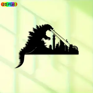 1pc Godzilla City Metal Wall Art, Dynamic Godzilla Statue Mural, Ideal Gift for Halloween, New Year, Monster Movie Enthusiasts, Weather-Resistant Metal Wall Decor Wall Sculptures, Perfect for Living Room Wall & Garden Fence Godzilla Enthusiasts