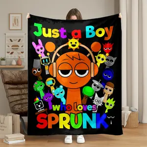 1pc SPRUNK Colorful Cartoon Theme Flannel Fleece Blanket, Super Soft Cozy Warm Throw, Perfect for Bed, Couch, Office, Camping, Travel, Home Decor, Thoughtful Gift for Adults, Happy Blanket Gifts