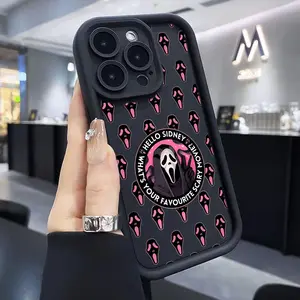 Stylish Ghost Face TPU Black Phone Case for iPhone 11 12 13 14 15 16 17 Pro Max Air & Samsung S21 S22 S23 S 24 S25 S26 Ultra Plus FE, Soft Full Coverage Anti-Drop Protective Cover, Creative Gift, Accessories, Cellphone
