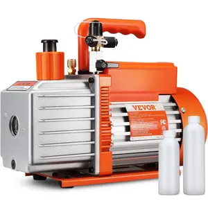 VEVOR 1/2 HP 2 Stage Rotary Vane Vacuum Pump, 5 CFM, 115V Air Conditioning Vacuum Pump, 1/4 SAE Male 3/8 SAE Male 1/2 ACME Male Inlet, for HVAC Repair, Refrigeration Maintenance, Resin Degassing