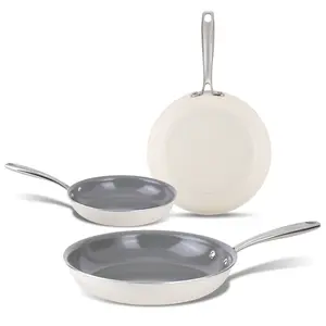 Cookersway Ceramic Non Stick Frying Pans Set, 8 9.5 11 Inches 3Pcs Nonstick Skillets Set, PTFE&PFOA&PFAS Free