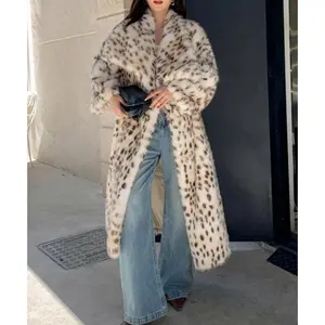 outfits women Women's Leopard Print Faux Fur Coat, Casual Long Sleeve Waterfall Collar Fuzzy Coat for Fall & Winter, Women's Clothing for Daily Wear