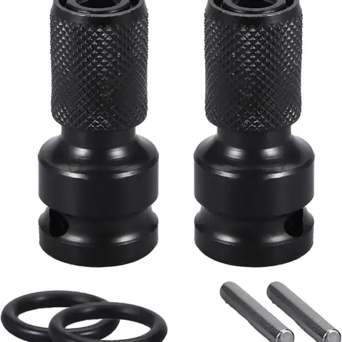 1/2-inch Square Drive to 1/4-inch Hex Female Heavy Duty Socket Adapter Converter, Metal Hardware Industrial Power Tool Accessory for Impact Wrench, Fast Drill Bit Changes