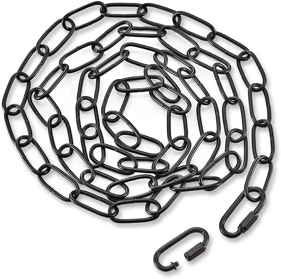 1 x Heavy Duty Black Industrial Metal Chain (6 ft), Adjustable Link & Connection Lock, 50 lbs Load Support, Chandelier Chain for Light Fixture, Pendant Light, Hanging Plants, Wall Hanging Extension
