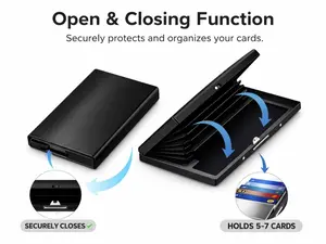 Black Slim RFID Blocking Wallet Sturdy Stainless Steel Credit Card Holder Secure Front Pocket Design for Men and Women