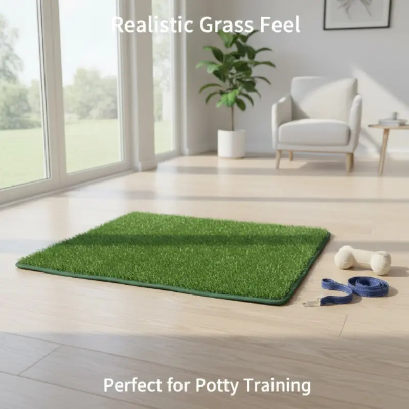 Dog Artificial Grass Pad, Washable Non-Slip Synthetic Lawn Mat, Puppy Potty Training, Indoor Outdoor Garden Decor