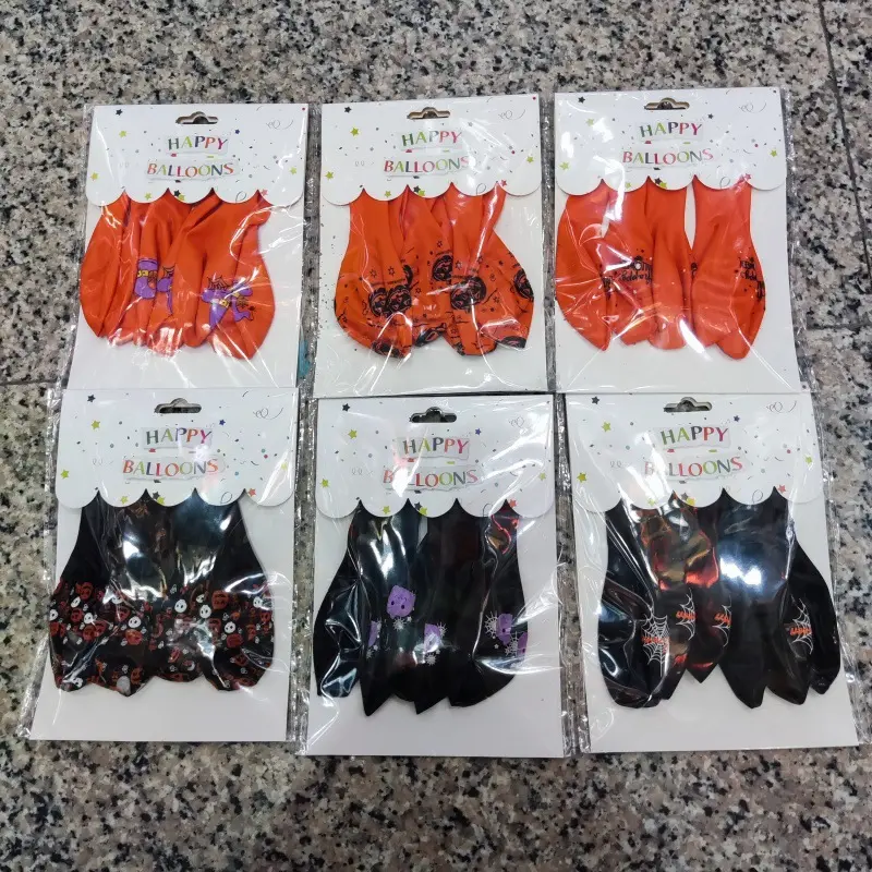 6-Pack Halloween Party Atmosphere Decoration Balloons, Cute And Fun With A Sense Of Ambiance, Featuring Orange Pumpkins, Scary Skulls, Spiders, And Ghosts, Made Of Ultra-Thick Latex