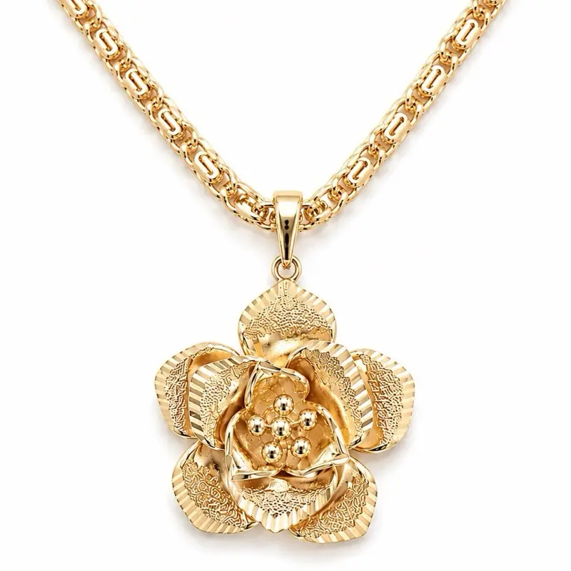 Snail Chain with Rose Flower Pendant 20 ans 18 Inches Long Model Jewelry Accessory cod Necklace