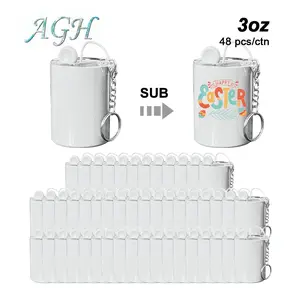 AGH 48pcs 3oz Sublimation White Mini Tumbler lce Cream Holer with Keychain Colored Stainless Steel Tumbler for Espresso Drinkware Flasks Bottled