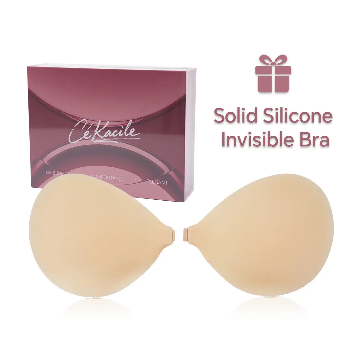 Cékacile Sticky  – -up Sticky , Waterproof & Sweat-proof Invisible , Reusable Silicone Adhesive  for Women, Includes Storage Box and Storage Bag push bra