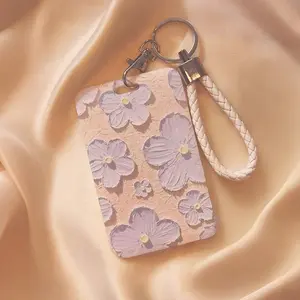 Floral Pattern Id Badge Holder with Lanyard, 1 Count Portable Identification Card Holder, Work Card Identification Badges Supplies